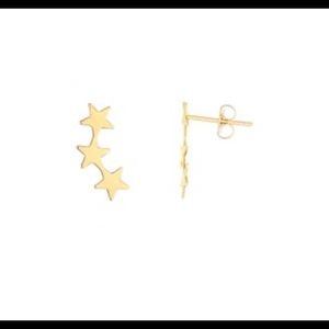 14k yellow gold climber earrings-  3 star stud